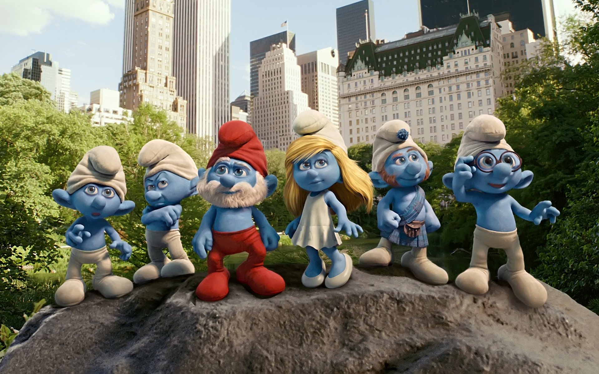 schlümpfe schlümpfe schlümpfe cartoons blau männchen zwerge stadt new york