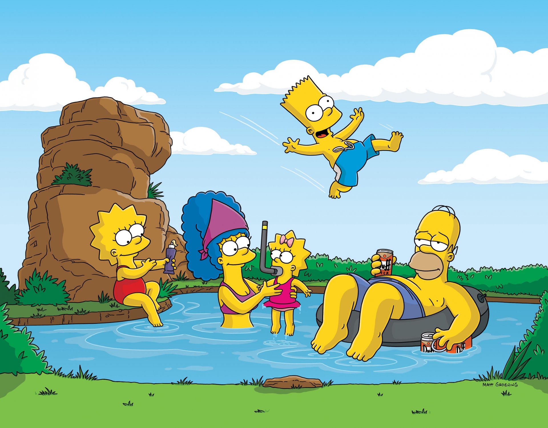 simpsons homer marge lisa bart maggie urlaub natur