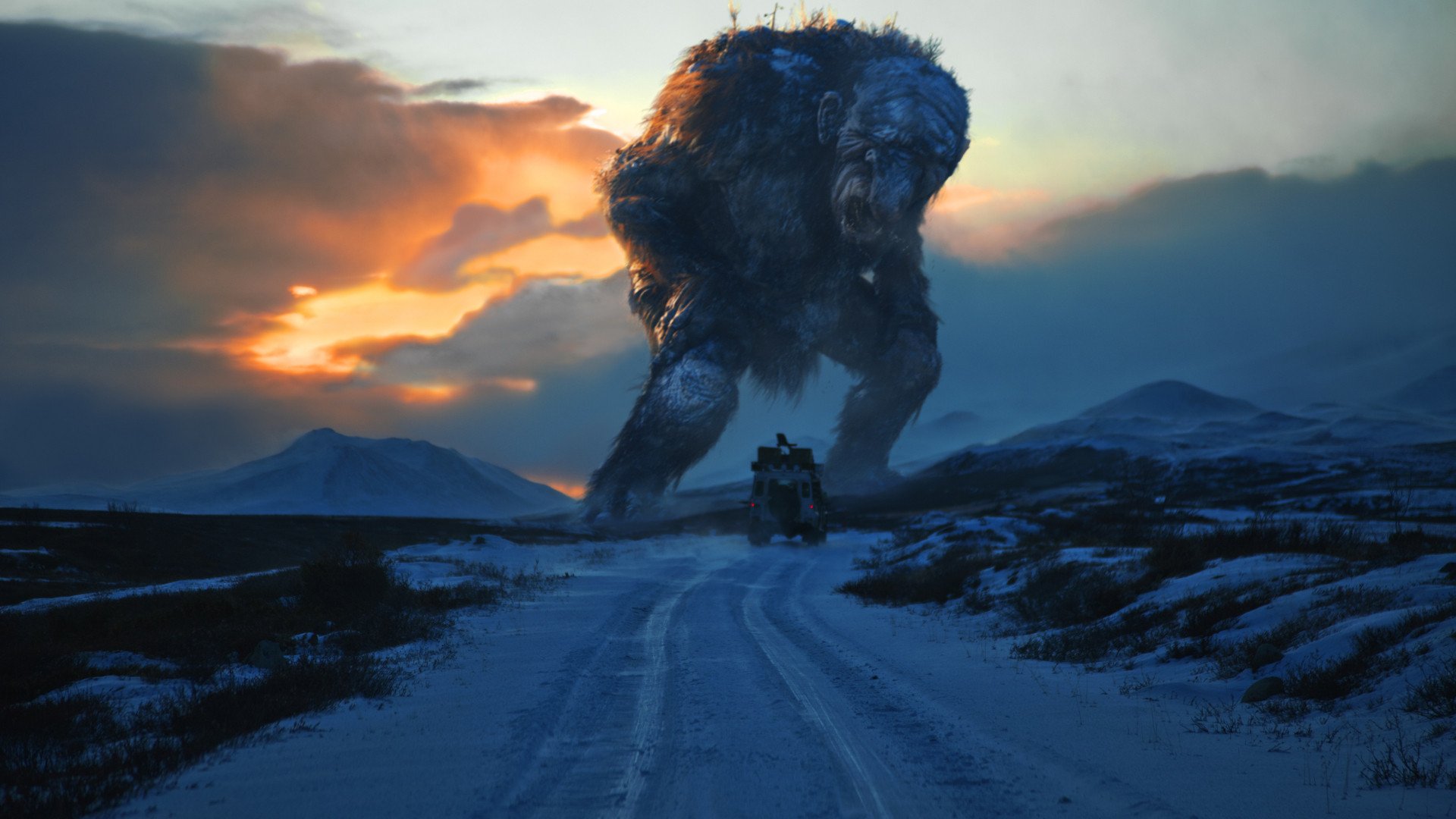 the troll hunter trollhunter troll jeep landscape sky desert