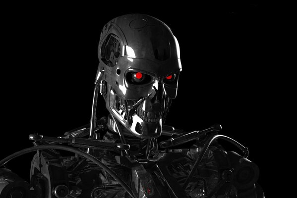Robot Terminator avec des yeux rouges