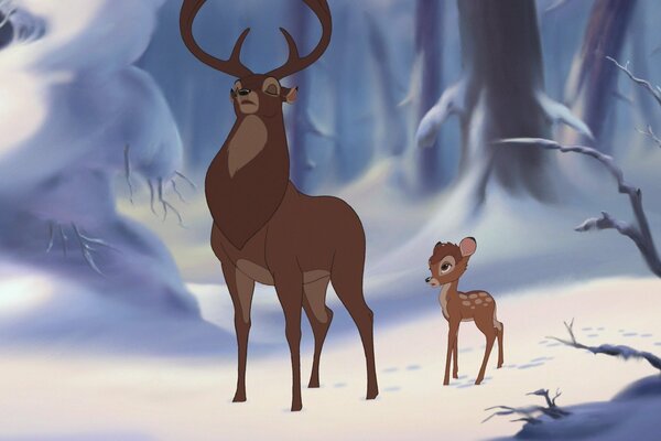 Cornice invernale del cartone animato di Bambi