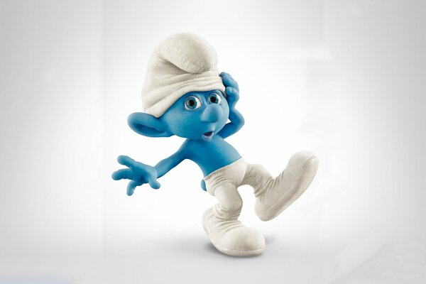 Blue smurf in a white hat