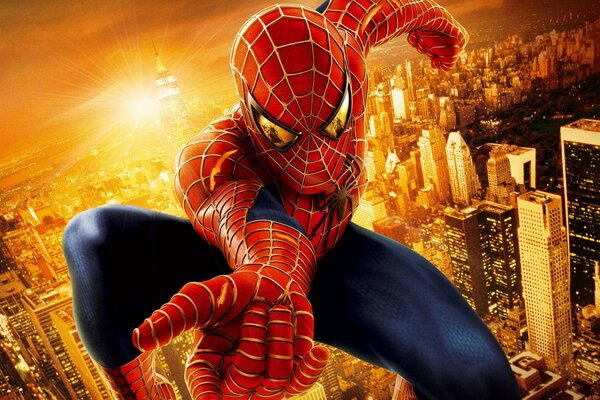 Spider-Man sur le fond de la ville de nuit