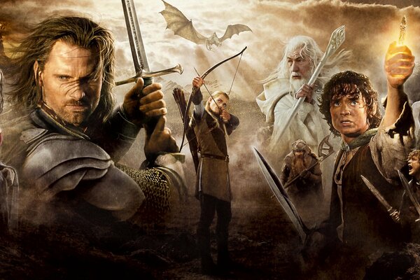 Art screensaver of the heroes of the Lord of the Rings