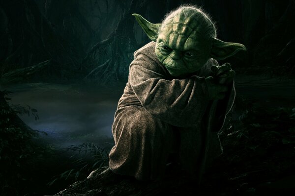 Star Wars. Maestro Yoda en un fondo oscuro