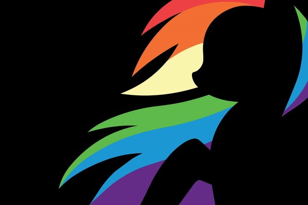 Silhouette di un piccolo pony arcobaleno