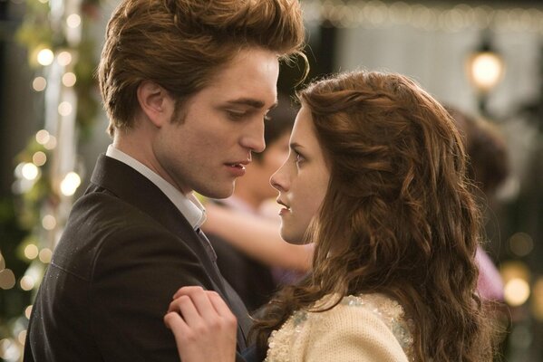 A moment from the Twilight series with favorite actors