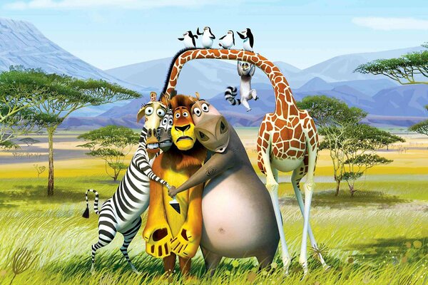 Любимые персонажи мультфильма Мадагаскар 