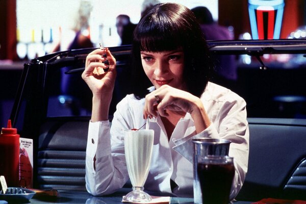A shot with Uma Thurman from the movie Pulp Fiction 