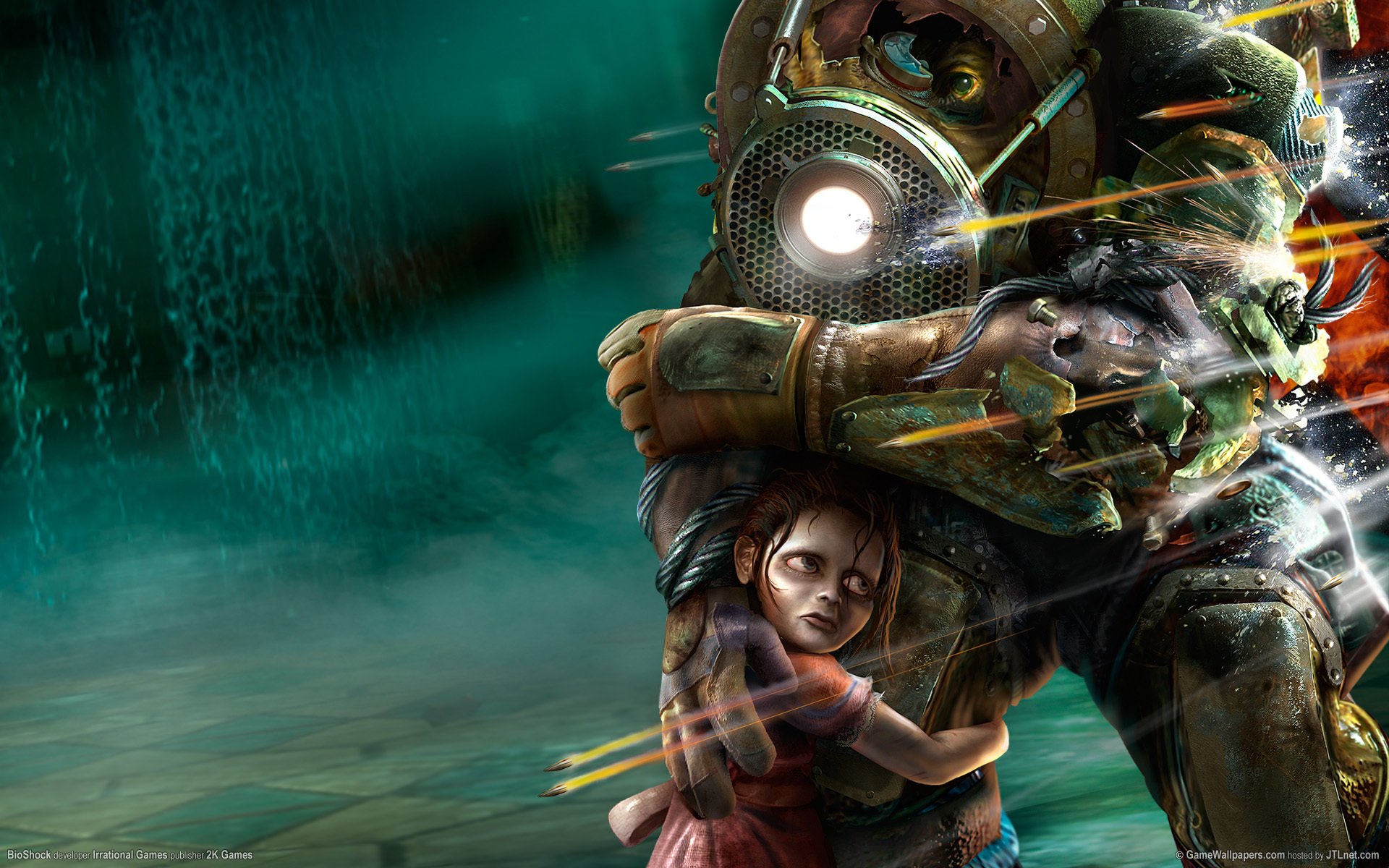 bioshock papá grande hermana tiro protección