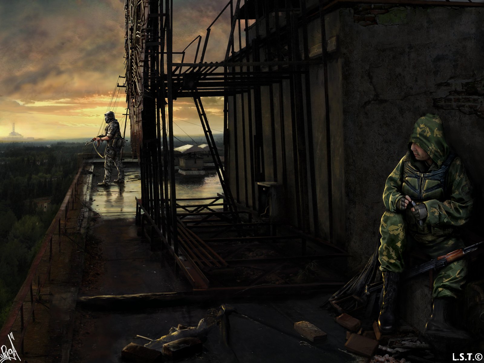 talker stalker pripyat roof sunset