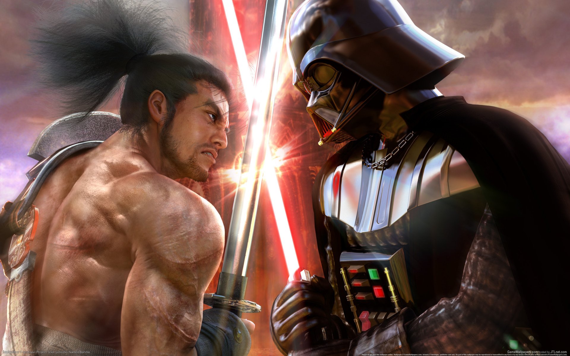 darth vader vs samuraj gwiezdne wojny miecze katana bitwa na miecze dusza calibur 4