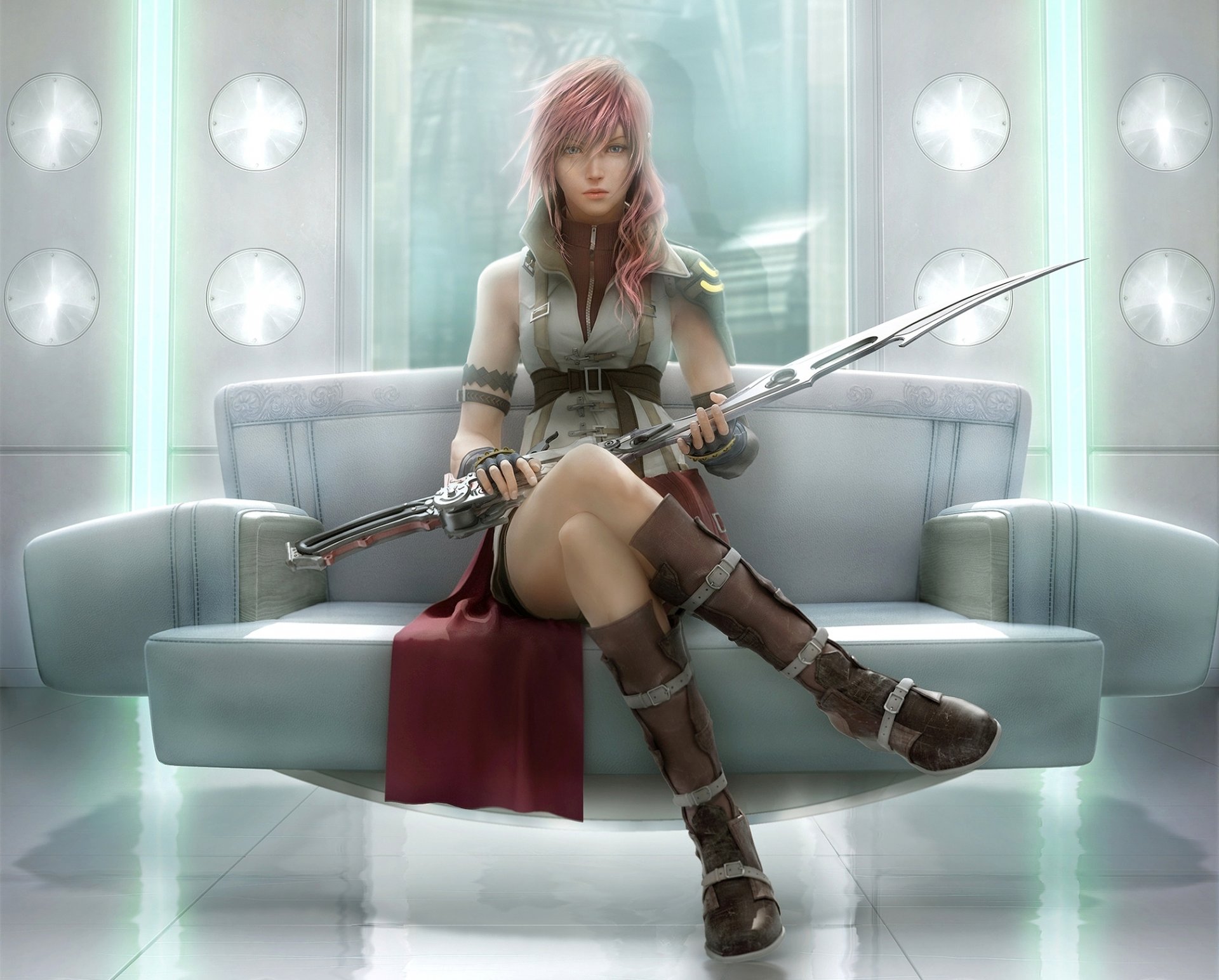 final fantasy xiii arte chica guerrero espada