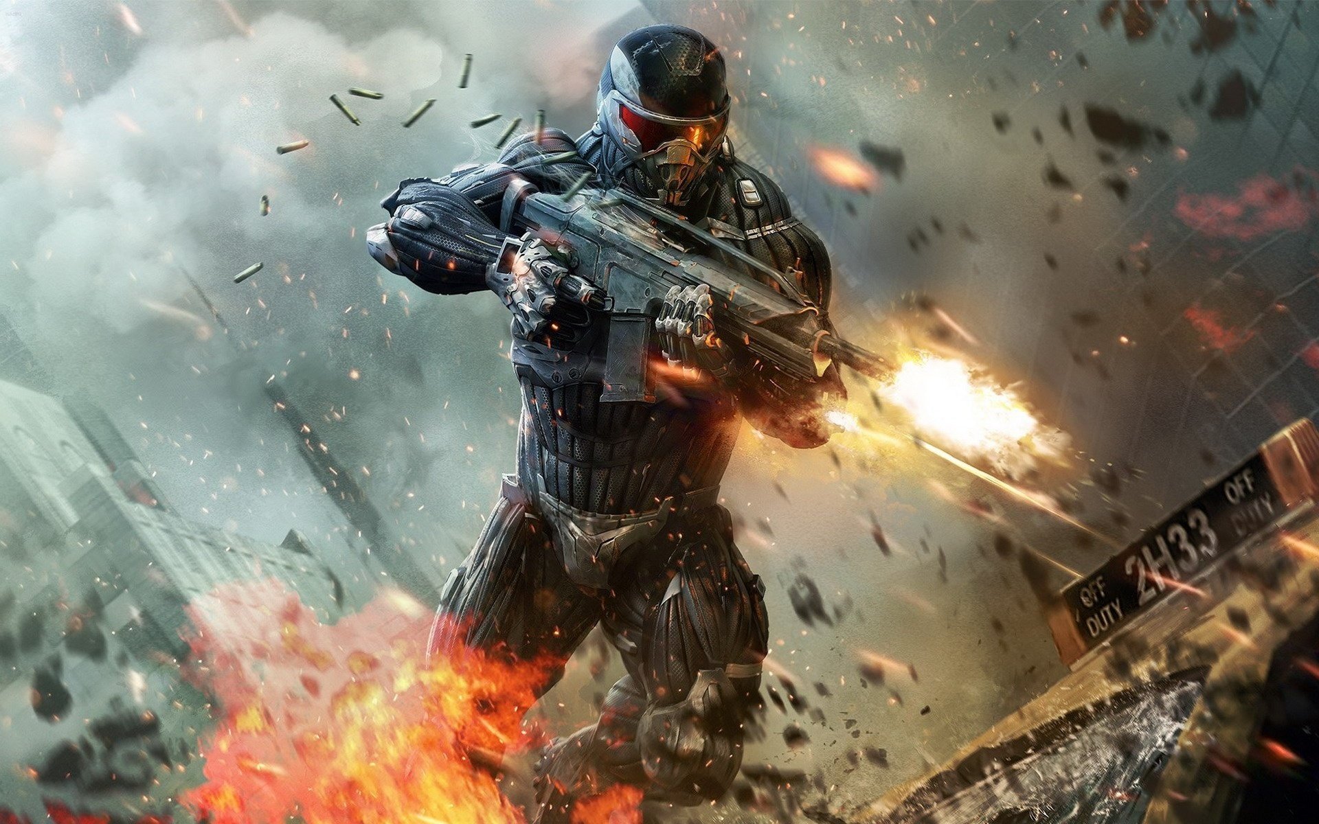 нанокостюм боец оружие crysis 2 нью-йорк гильзы такси