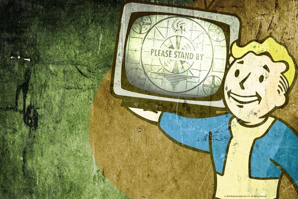 Fallout-Kampf mit dem Fernseher in Form von Graffiti