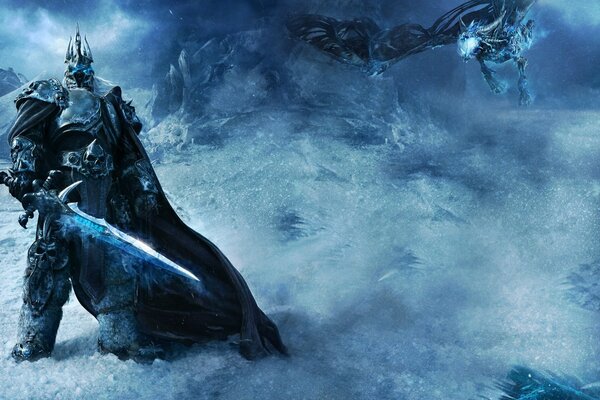 Warcraft-Held arthas Menetil mit dem Drachen