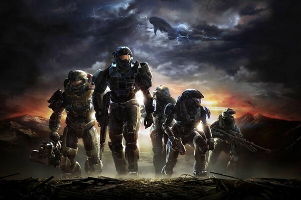 Art with the heroes of the game halo reach