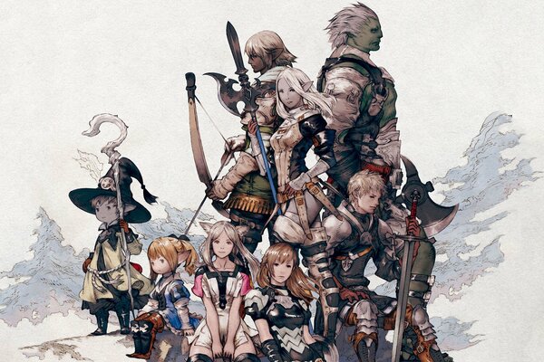 Arte del juego final fantasy yoshida Akihiko, guerra, arco