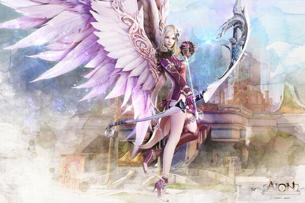 A girl with wings and a bow from mgra aion