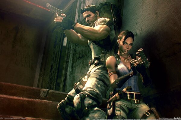 Sheva and Chris are standing with their backs to each other