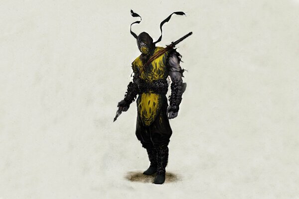 Scorpion mortal Kombat on a white background