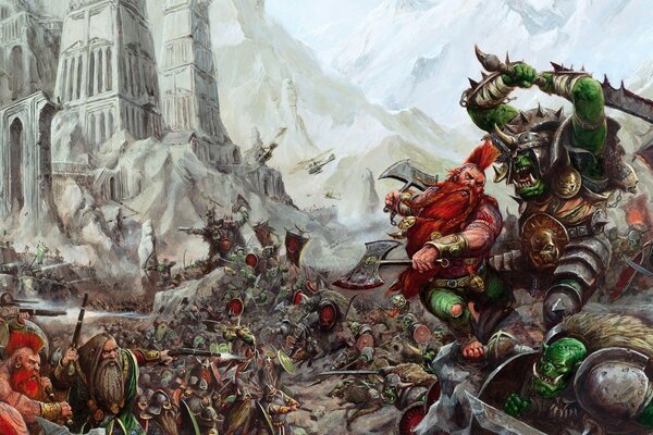 Warhammer feroz batalla de enanos con orcos