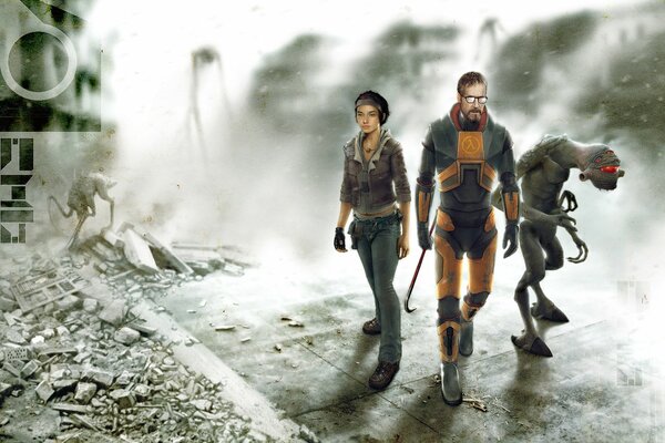 Poster mit Figuren aus dem Computerspiel Half-Life 2