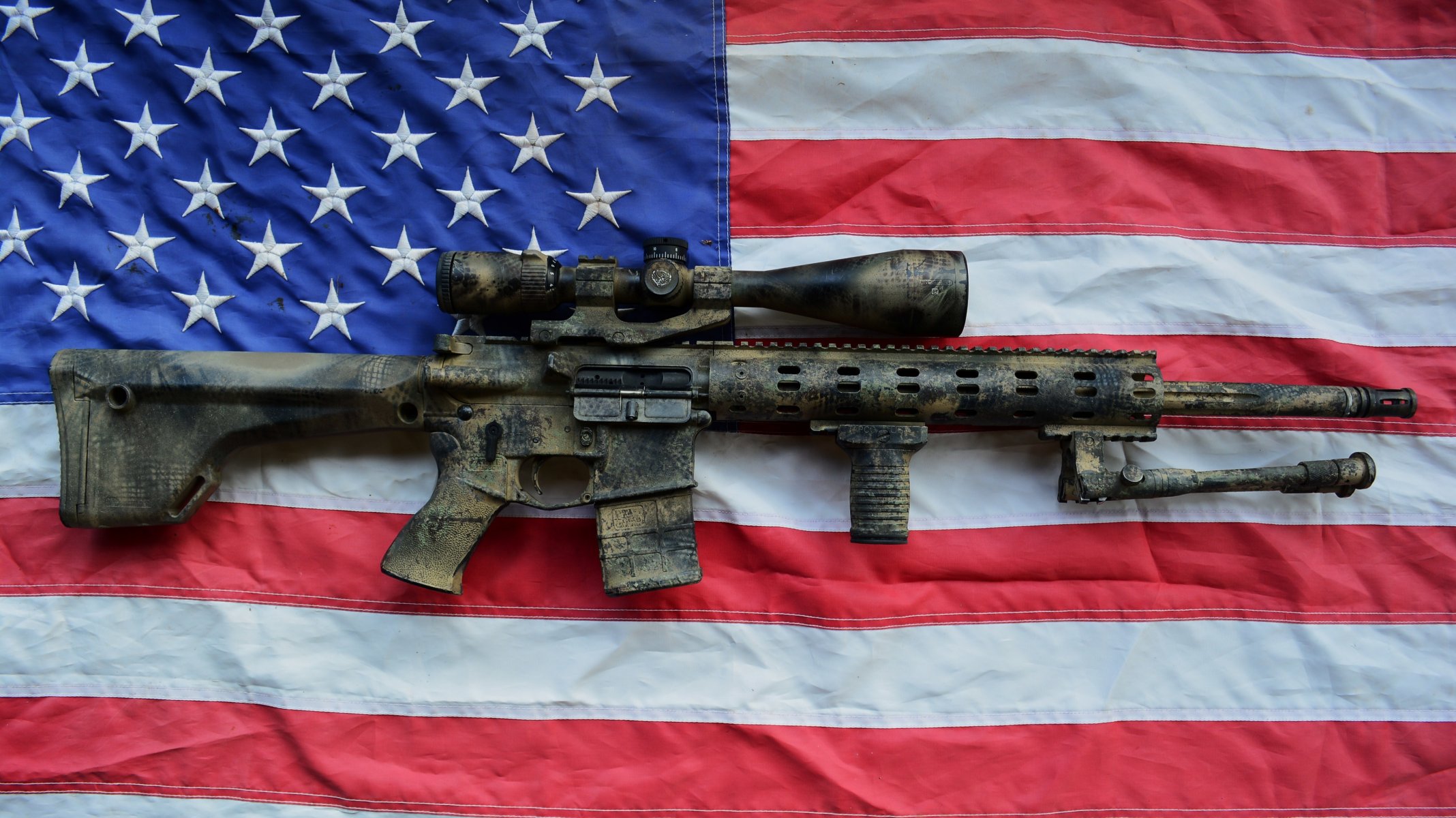 ar15 spr assault rifle weapon flag