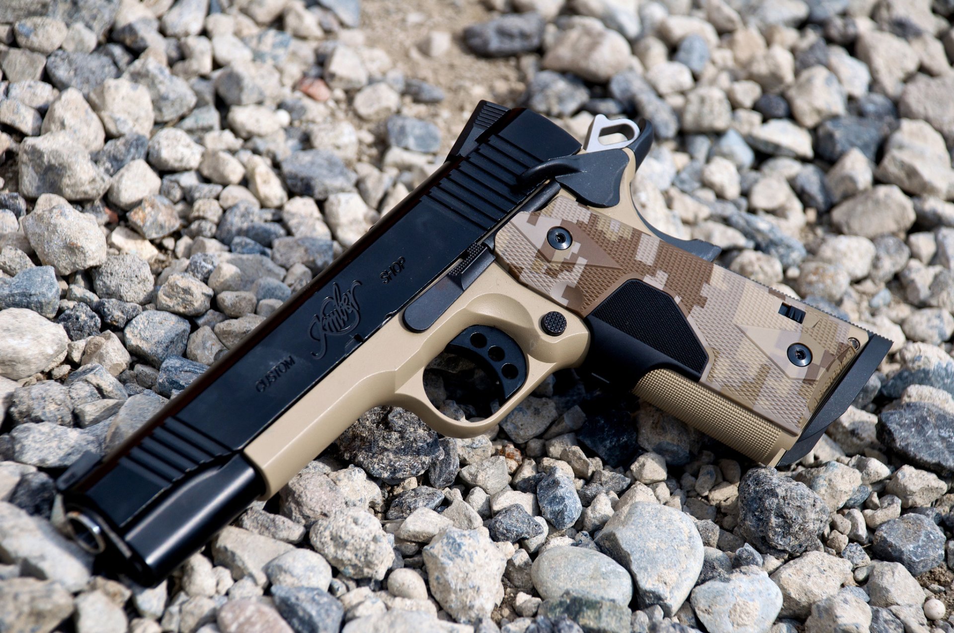 kimber custom gun weapon stone