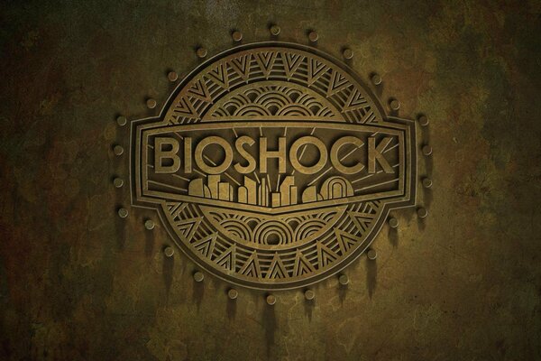 Bioshock game logo forged on metal