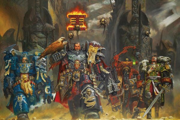 Warriors with weapons in the Warhammer War