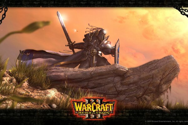 Warcraft, manifestation du chaos, soldat de l Alliance debout sur la pierre