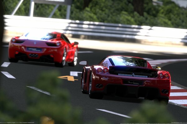 Rouge Ferari sur la route de la compétition