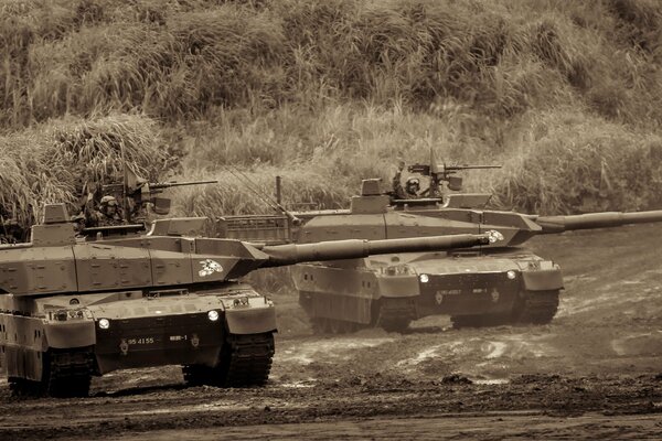 Army armored vehicles in the army and in the fields