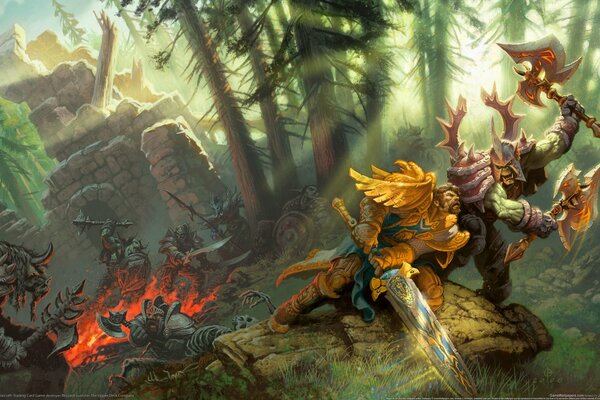 Kampf im Wald von world of Warcraft