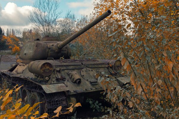 Военный заброшенный танк со времён войны