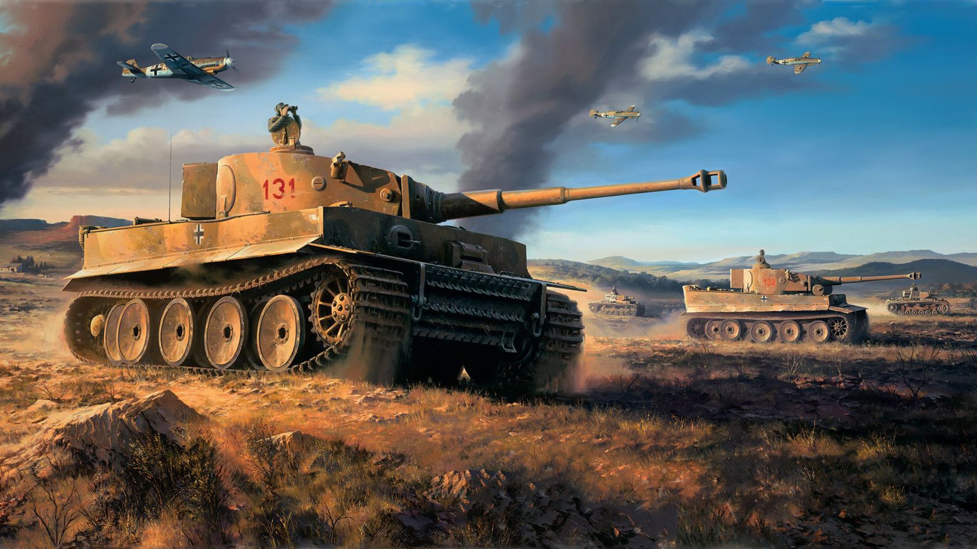 tigre pz.kpfw . vi áfrica del norte nicolas trudgian tanque dibujo arte