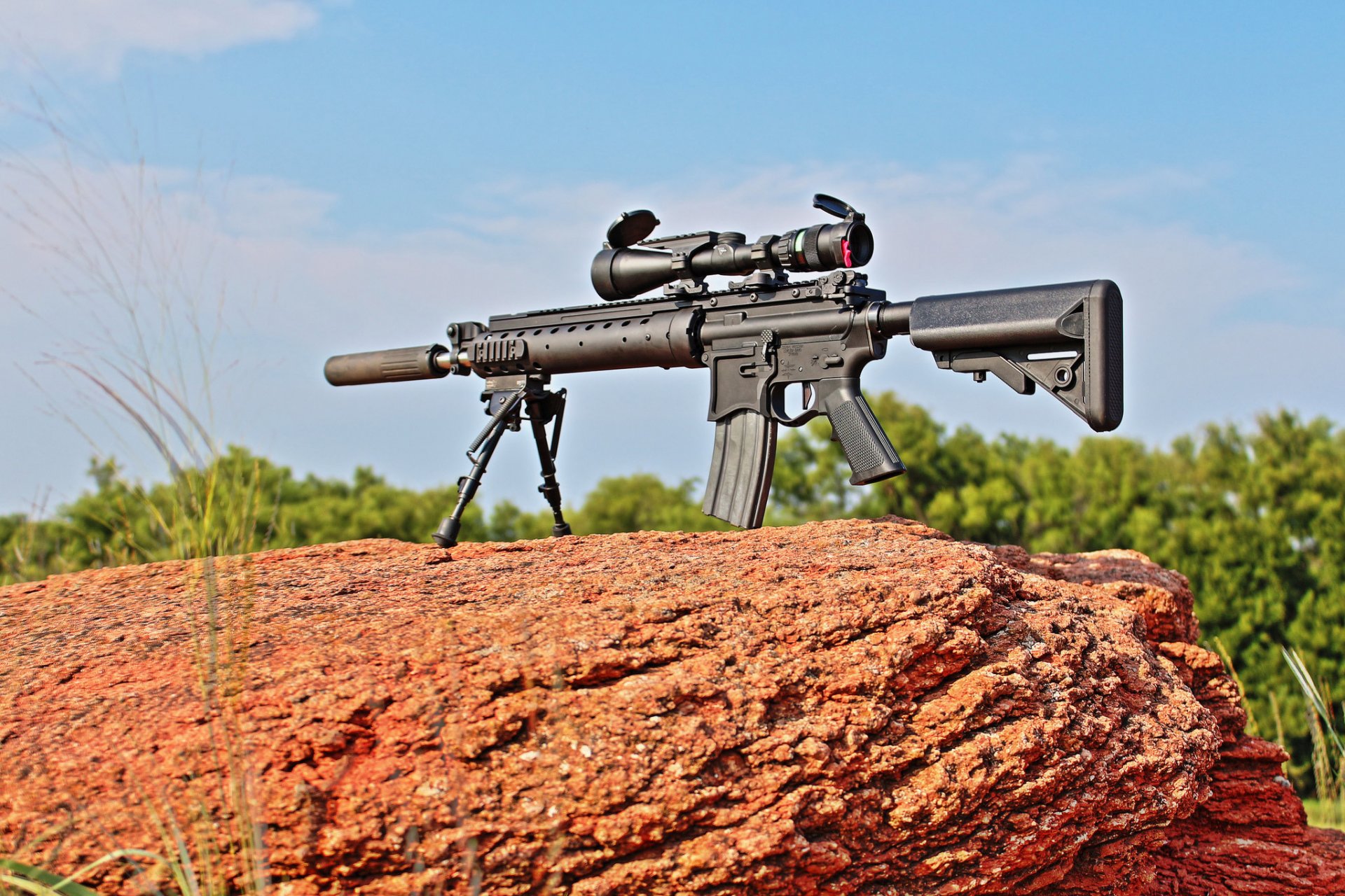 mk12 francotirador rifle arma piedra