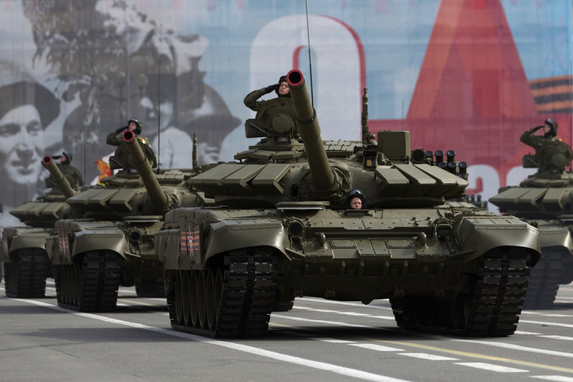 t-72 battle tank armored vehicles red square