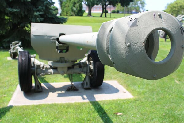 Artillería de cañón en exhibición en el parque