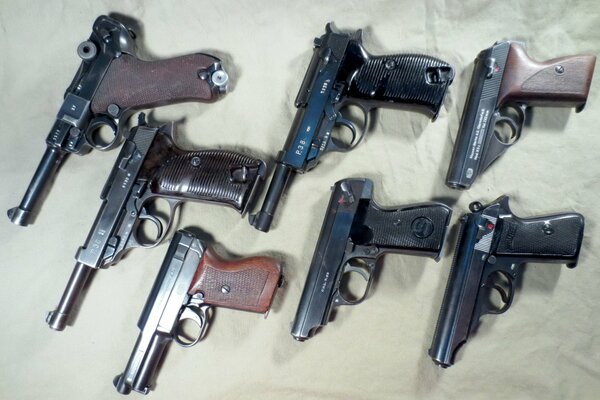 Dimostrazione di armi: sette pistole tedesche