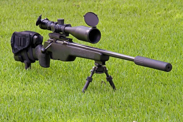 Fucile da cecchino sakotrg-22 con silenziatore sull erba