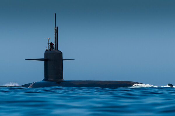 Submarine in action at sea