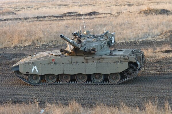 Israeli battle tank in the field