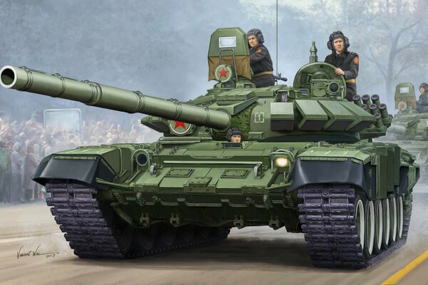 Der Panzer der UdSSR bei der Siegesparade, gemalt von Vincent Vayem