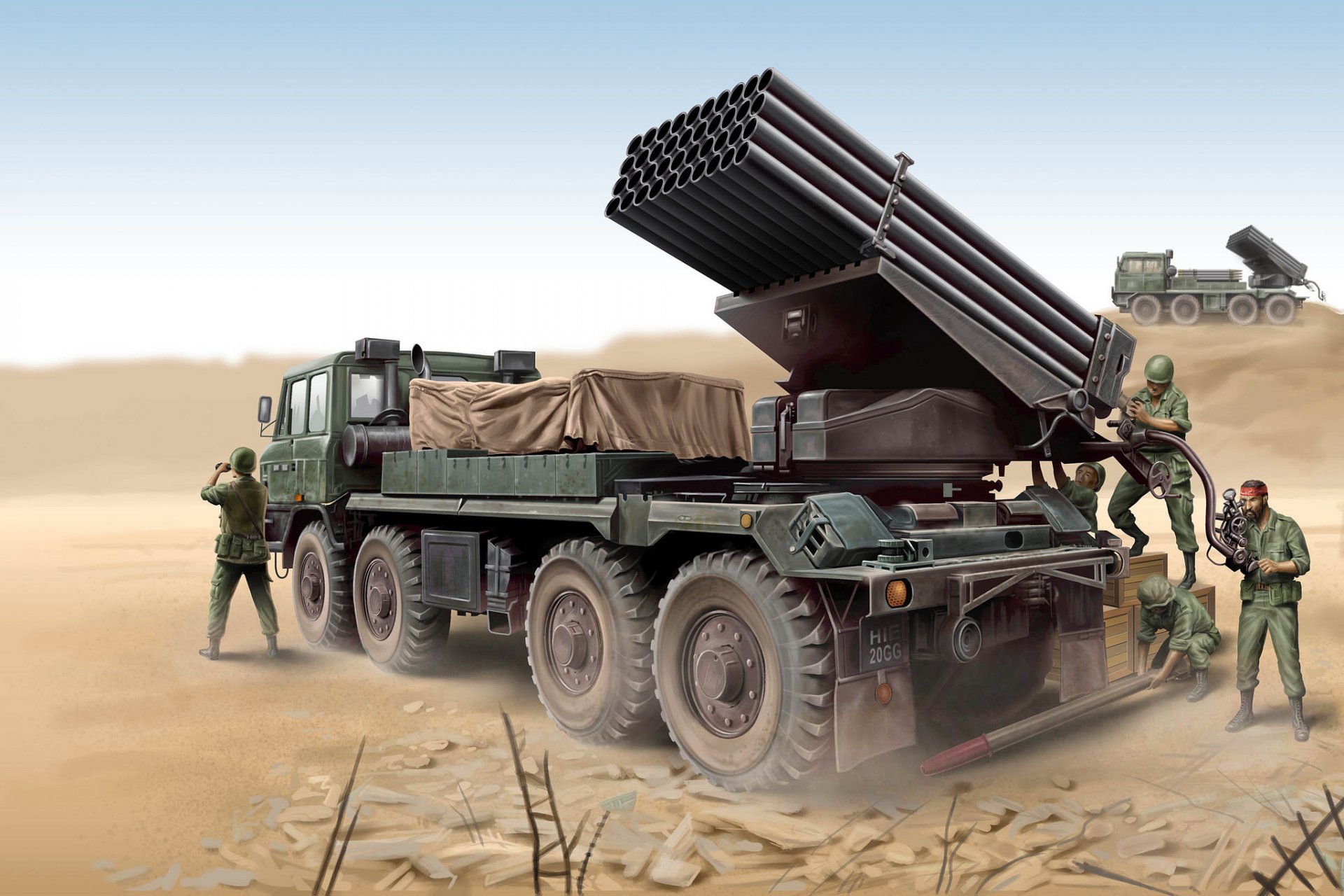 art picture military machine reactive artillery desert