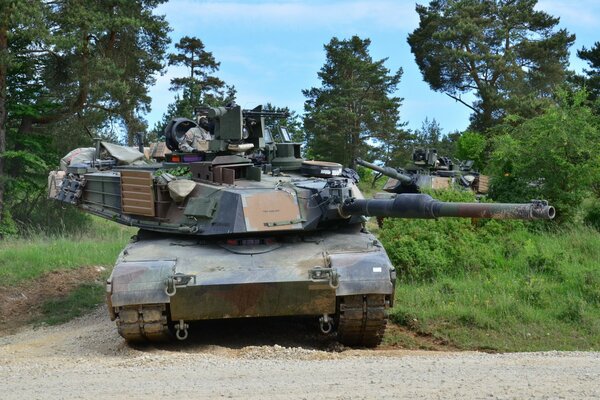 Armored vehicles M1A2 Abrams tank in the forest