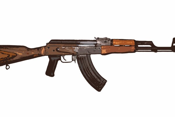 Kalashnikov assault rifle on a white background