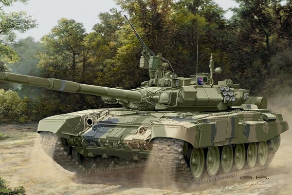 Die Ausgangsposition des t-90-Panzers bei Übungen