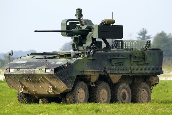 Armored combat vehicle in the field